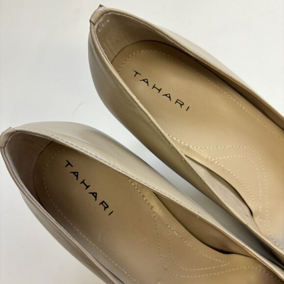TAHARI Laura Two Tone Leather Pump Heels Black & Tan NEW - Picture 5 of 11